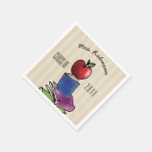 Lehrerin Apple mit Buchstapel Serviette (Ecke)