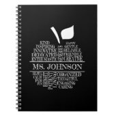 Lehrerin Apple Typografie Schwarz-Weiß Notizblock (Vorderseite)
