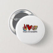 Lehrerin Art Peace Liebe Lesen Button (Vorne & Hinten)