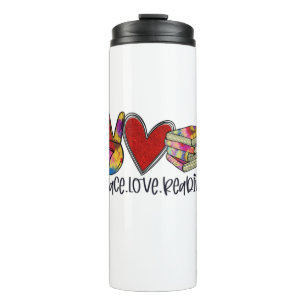 Lehrerin Art Peace Liebe Lesen Thermosbecher