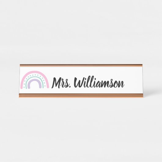 Lehrerin Beruflich Rainbow Schreibtischnamensplakette (Vorderseite )