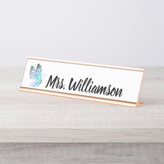 Lehrerin Beruflicher Schmetterling Schreibtischnamensplakette (Vorderseite )