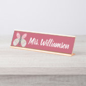 Lehrerin Beruflicher Schmetterling Schreibtischnamensplakette (Vorderseite )