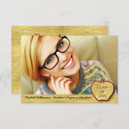 Lehrerin Bildung Abschluss Abschluss Foto Ankündigung (Vorne/Hinten)