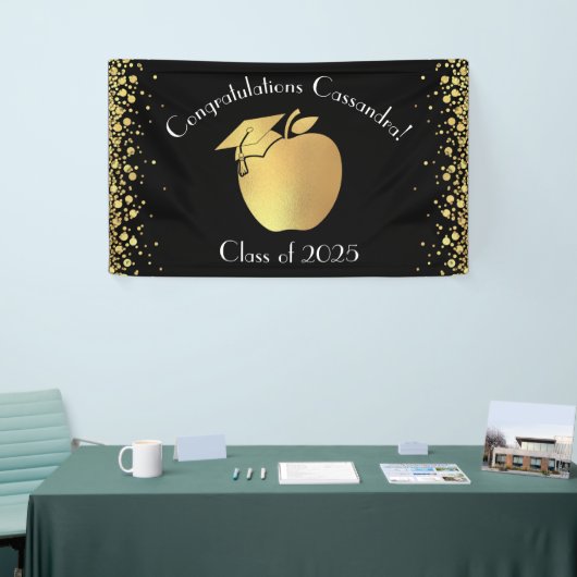 Lehrerin Bildung Abschluss Black Gold Banner (Messeveranstaltung)