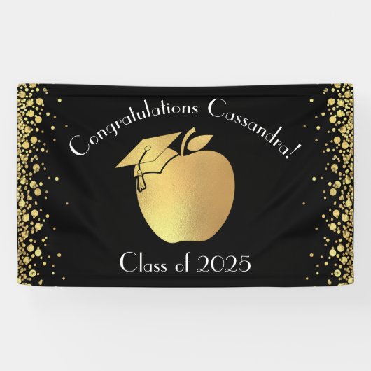 Lehrerin Bildung Abschluss Black Gold Banner (Horizontal)