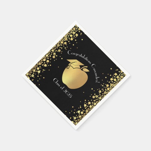 Lehrerin Bildung Abschluss Black Gold Serviette (Ecke)