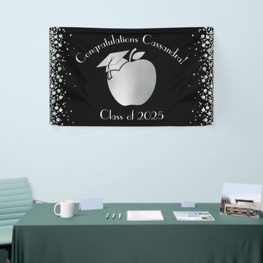 Lehrerin Bildung Abschluss Black Silver Banner (Messeveranstaltung)