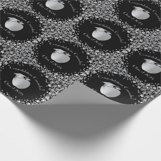 Lehrerin Bildung Abschluss Black Silver Geschenkpapier (Ecke)