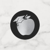 Lehrerin Bildung Abschluss Black Silver Konfetti (Klein Vorderseite)