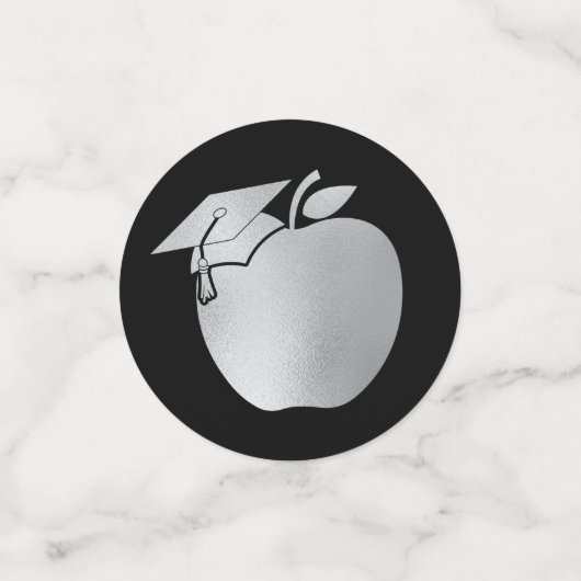 Lehrerin Bildung Abschluss Black Silver Konfetti (Klein Vorderseite)