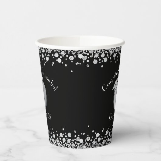 Lehrerin Bildung Abschluss Black Silver Pappbecher (Links)