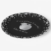 Lehrerin Bildung Abschluss Black Silver Pappteller (Schrägansicht)
