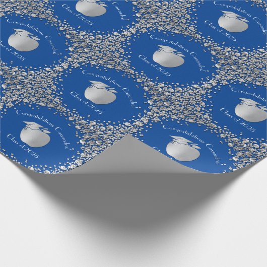 Lehrerin Bildung Abschluss Blue Silver Geschenkpapier (Ecke)