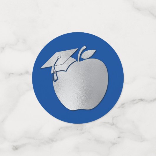 Lehrerin Bildung Abschluss Blue Silver Konfetti (Klein Vorderseite)