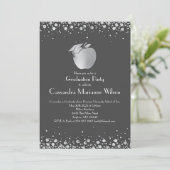 Lehrerin Bildung Abschluss Grau Silver Einladung (Stehend Vorderseite)