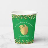 Lehrerin Bildung Abschluss Green Gold Pappbecher (Rückseite)