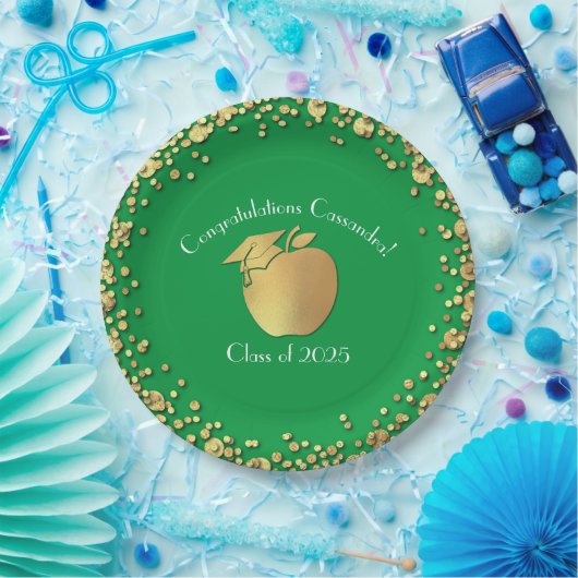 Lehrerin Bildung Abschluss Green Gold Pappteller (Party)