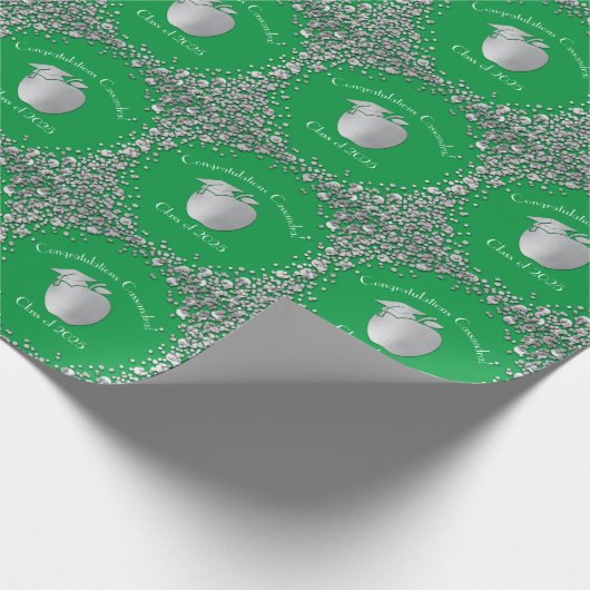 Lehrerin Bildung Abschluss Green Silver Geschenkpapier (Ecke)