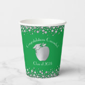 Lehrerin Bildung Abschluss Green Silver Pappbecher (Rückseite)