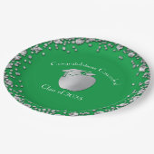 Lehrerin Bildung Abschluss Green Silver Pappteller (Schrägansicht)