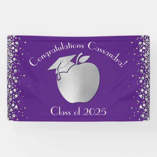 Lehrerin Bildung Abschluss Lila Silver Banner (Horizontal)