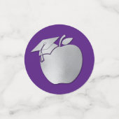 Lehrerin Bildung Abschluss Lila Silver Konfetti (Klein Vorderseite)