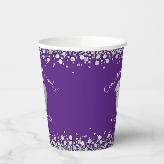 Lehrerin Bildung Abschluss Lila Silver Pappbecher (Links)