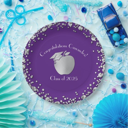 Lehrerin Bildung Abschluss Lila Silver Pappteller (Party)