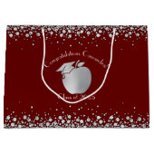 Lehrerin Bildung Abschluss Maroon Silver Große Geschenktüte (Vorderseite)