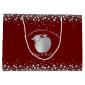 Lehrerin Bildung Abschluss Maroon Silver Große Geschenktüte (Rückseite)
