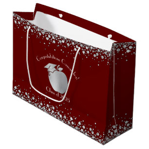 Lehrerin Bildung Abschluss Maroon Silver Große Geschenktüte