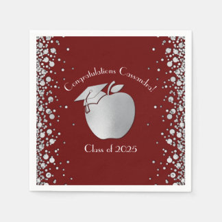 Lehrerin Bildung Abschluss Maroon Silver Serviette