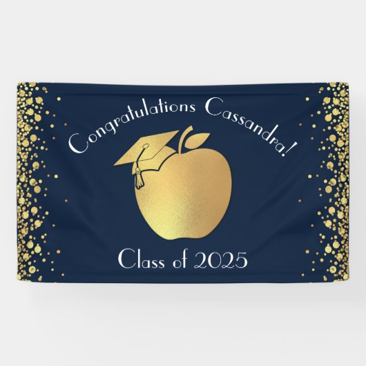 Lehrerin Bildung Abschluss Navy Blue Gold Banner (Horizontal)