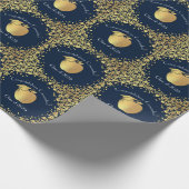 Lehrerin Bildung Abschluss Navy Blue Gold Geschenkpapier (Ecke)