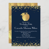 Lehrerin Bildung Abschluss Navy Blue Gold Invita Einladung (Vorne/Hinten)