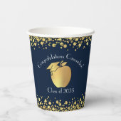 Lehrerin Bildung Abschluss Navy Blue Gold Pappbecher (Rückseite)