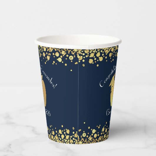 Lehrerin Bildung Abschluss Navy Blue Gold Pappbecher (Rechts)