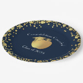 Lehrerin Bildung Abschluss Navy Blue Gold Pappteller (Schrägansicht)