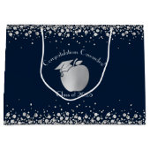 Lehrerin Bildung Abschluss Navy Blue Silver Große Geschenktüte (Vorderseite)