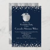 Lehrerin Bildung Abschluss Navy Blue Silver Invi Einladung (Vorne/Hinten)