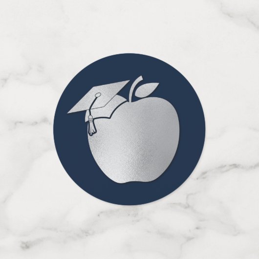 Lehrerin Bildung Abschluss Navy Blue Silver Konfetti (Klein Vorderseite)