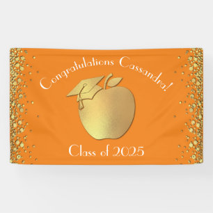 Lehrerin Bildung Abschluss Orange Gold Banner