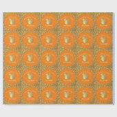 Lehrerin Bildung Abschluss Orange Gold Geschenkpapier (Flach)