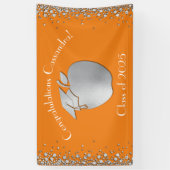 Lehrerin Bildung Abschluss Orange Silver Banner (Vertikal)