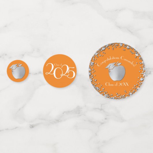 Lehrerin Bildung Abschluss Orange Silver Konfetti (Vorderseiten)