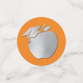 Lehrerin Bildung Abschluss Orange Silver Konfetti (Klein Vorderseite)