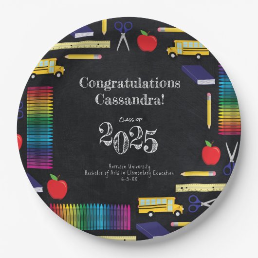 Lehrerin Bildung Abschluss Pappteller (Vorderseite)