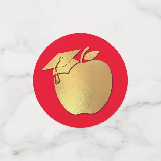 Lehrerin Bildung Abschluss Red Gold Konfetti (Klein Vorderseite)