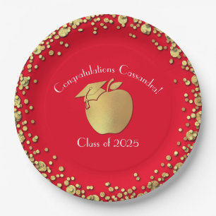Lehrerin Bildung Abschluss Red Gold Pappteller